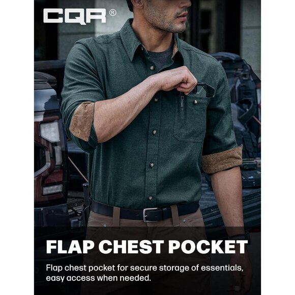 Mens Green Cotton Flannel Shirt Long Sleeve Brushed Soft Casual Outdoor Plaid - Picture 6 of 9